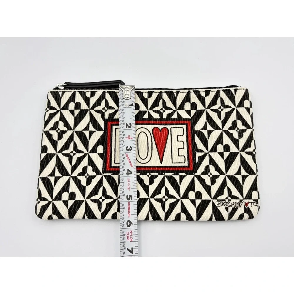 Brighton Love Canvas Makeup Bag Geometric Black White Heart Travel Pouch‎